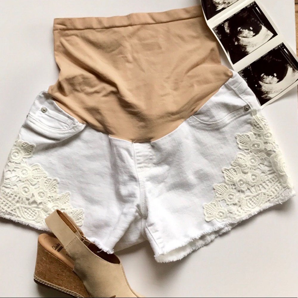 Indigo Blue White Maternity Shorts (size M)